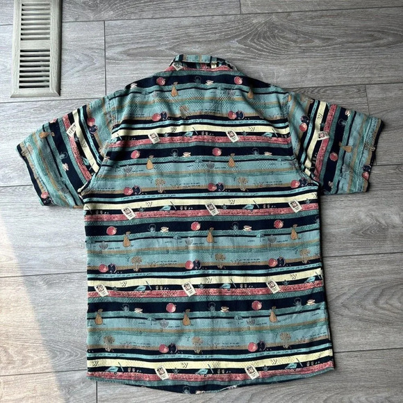 Casa Moda  Fruit Print Short Sleeve Hawaii Button Down Shirt Size M - Picture 10 of 12